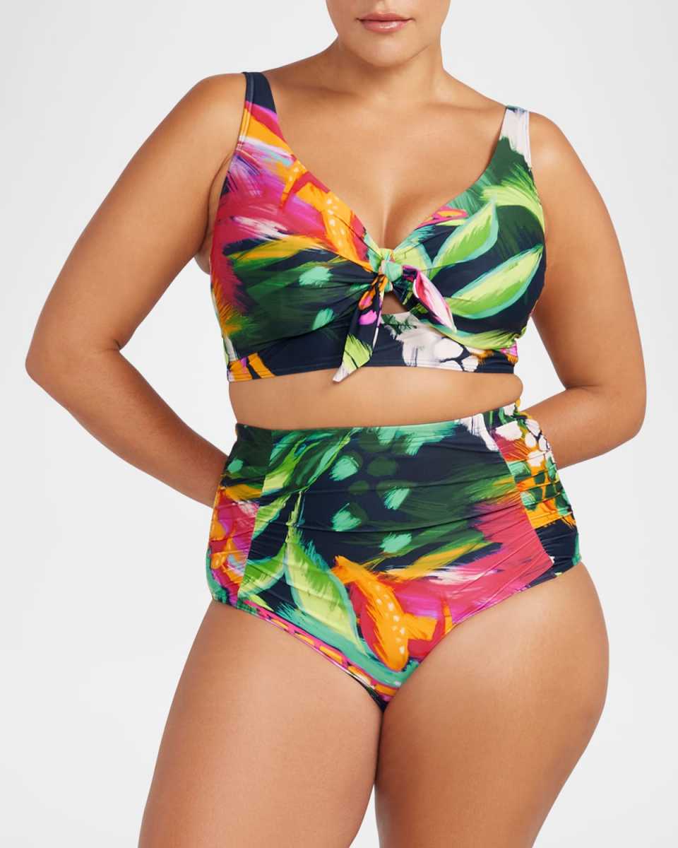 Chelona High-Waist Ruched Bikini Bottoms